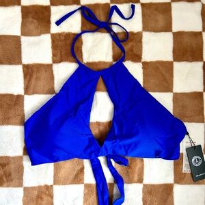 Relleciga Blue Halter Bikini Top XXL